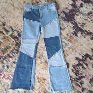 Tractor Patchwork Denim Flare Jeans Girls Size 14